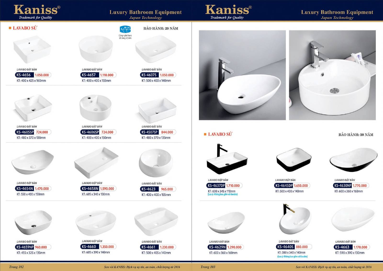 Bảng giá và Catalogue Thiết bị vệ sinh KANISS mới nhất 2025 /Page 52